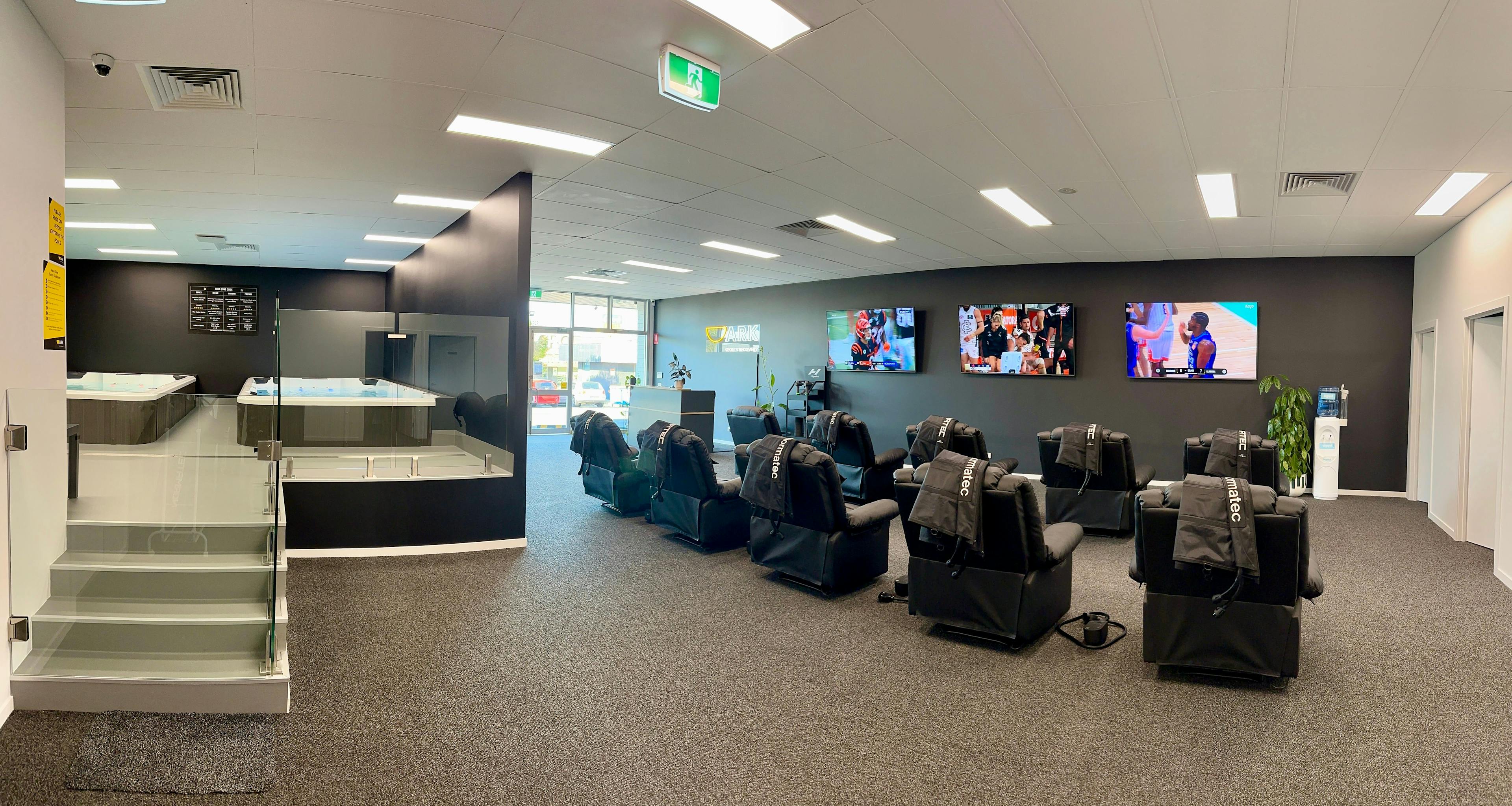 Ark Sports Recovery centre recliner chairs and large screen tvs